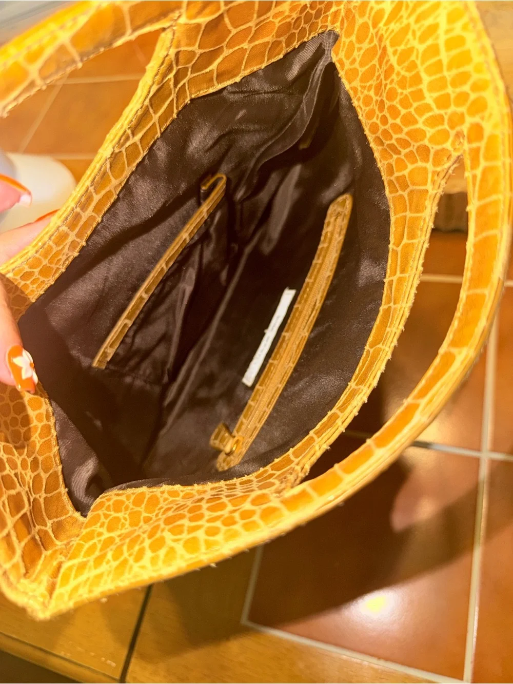 Nine West Croc-Embossed Yellow Wristlet Clutch